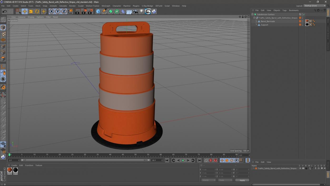 3D model Traffic Safety Barrel with Reflective Stripes