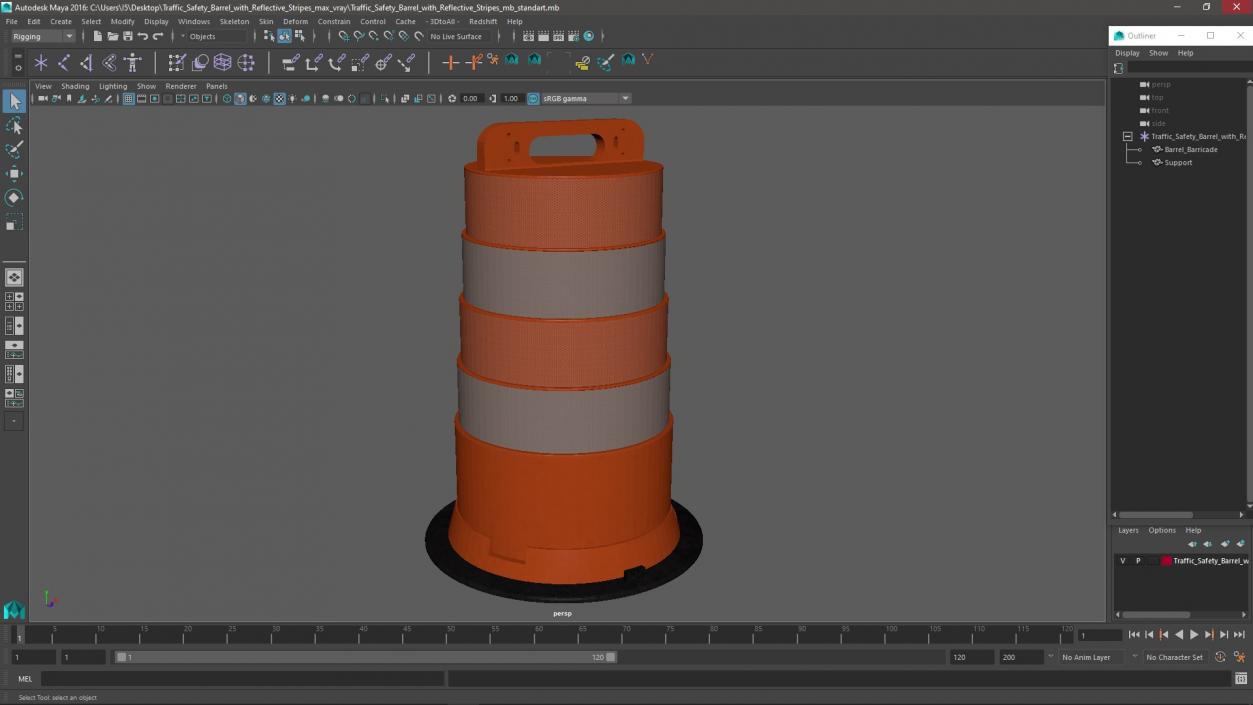 3D model Traffic Safety Barrel with Reflective Stripes