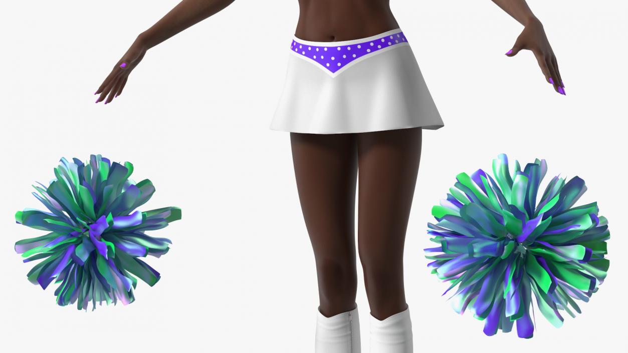 3D Young Black Woman Cheerleader T Pose