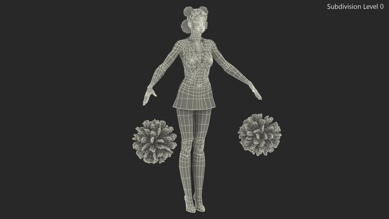 3D Young Black Woman Cheerleader T Pose