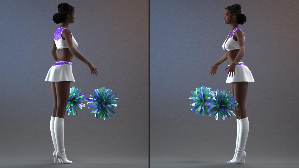 3D Young Black Woman Cheerleader T Pose