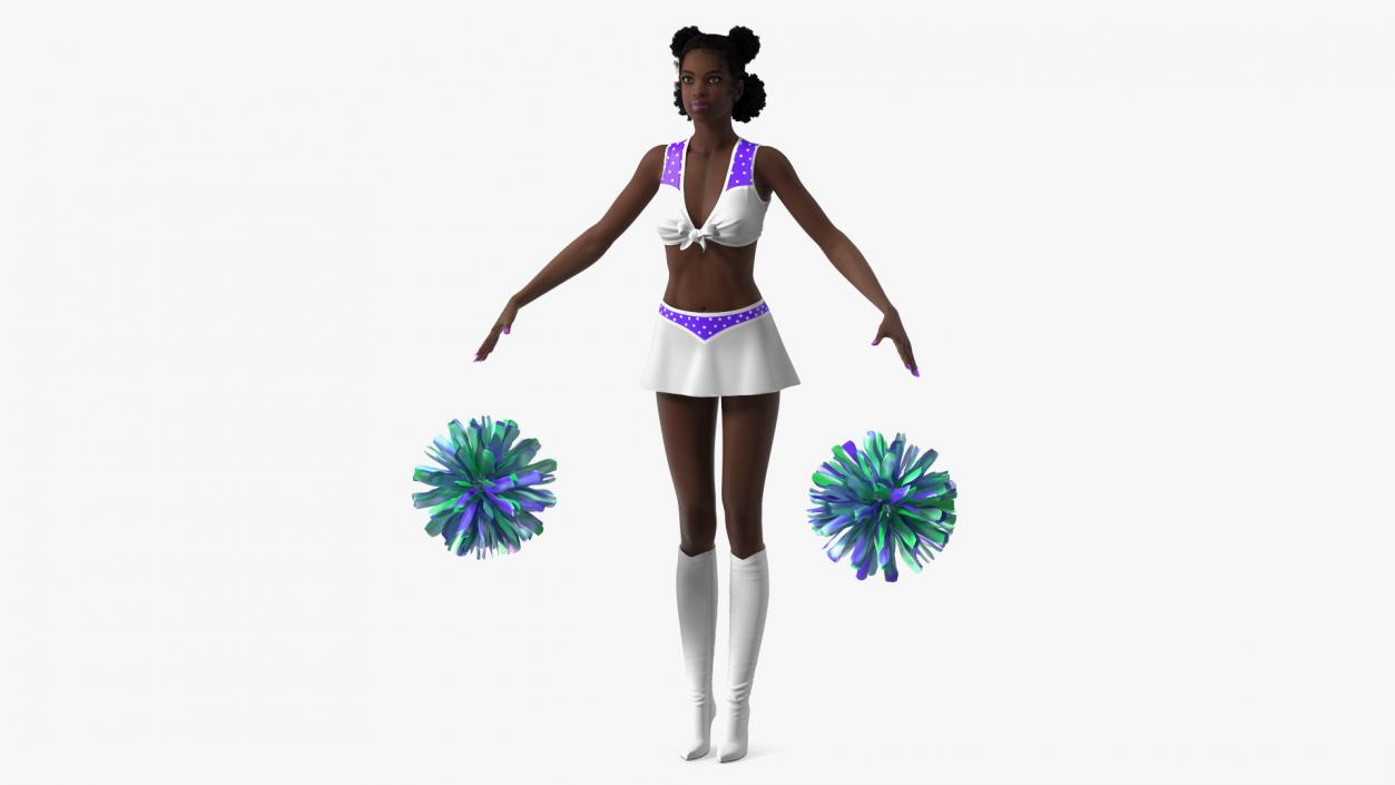 3D Young Black Woman Cheerleader T Pose