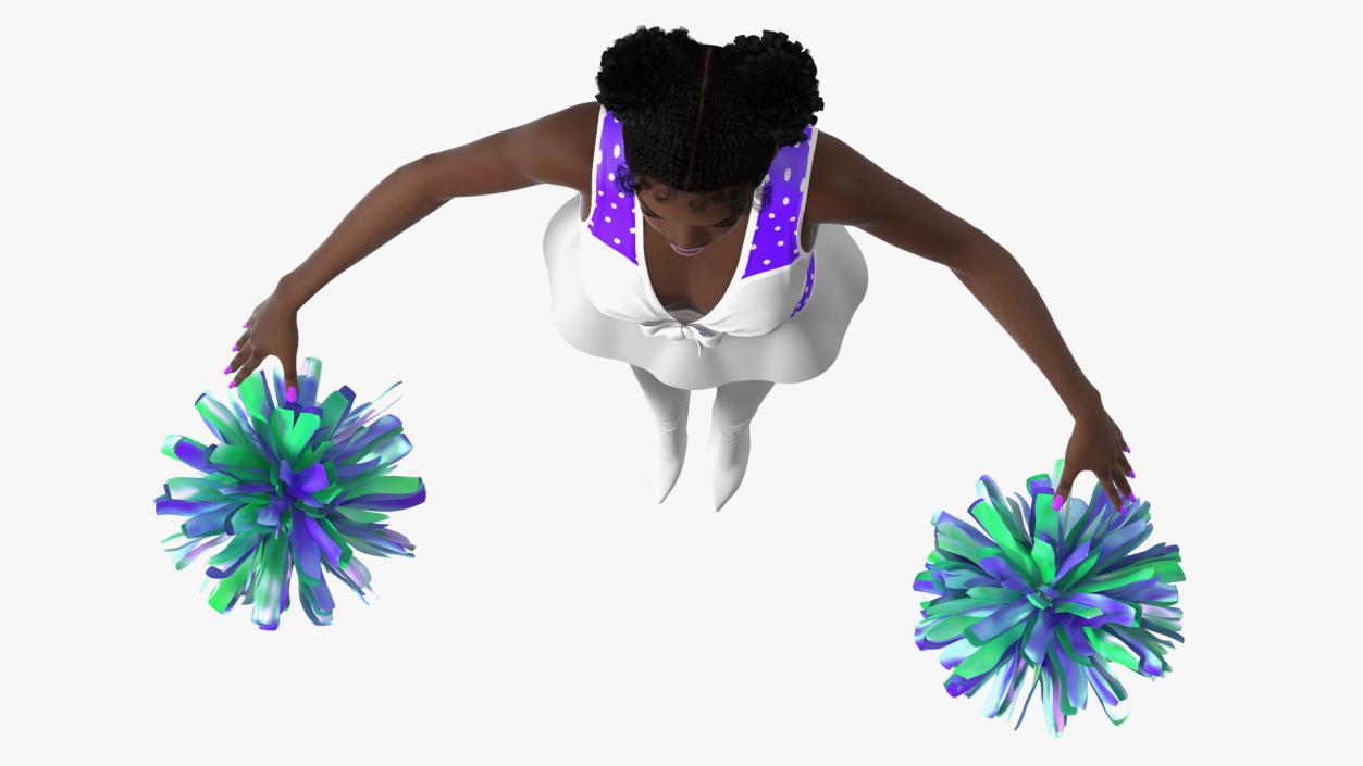 3D Young Black Woman Cheerleader T Pose