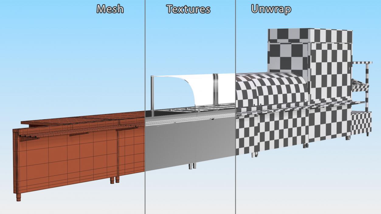 3D Stainless Steel Self Service Line model