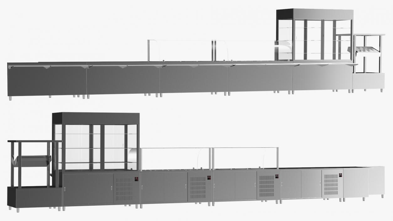 3D Stainless Steel Self Service Line model