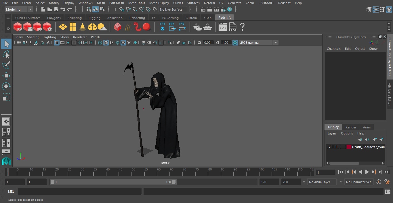 3D Death Character Walking Pose model