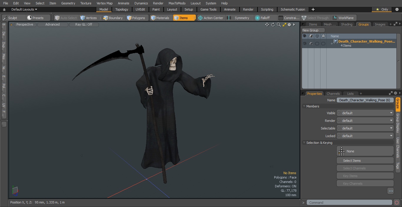 3D Death Character Walking Pose model