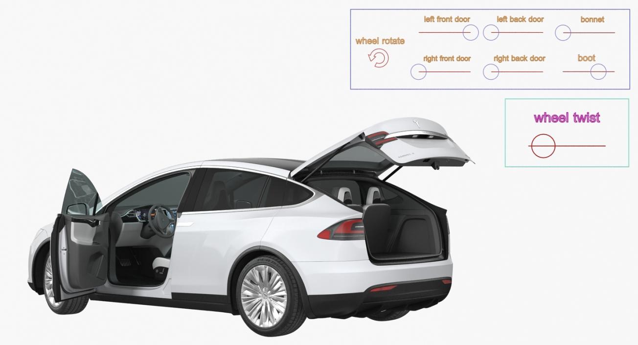 3D model Tesla Model X 100D 2017 Rigged