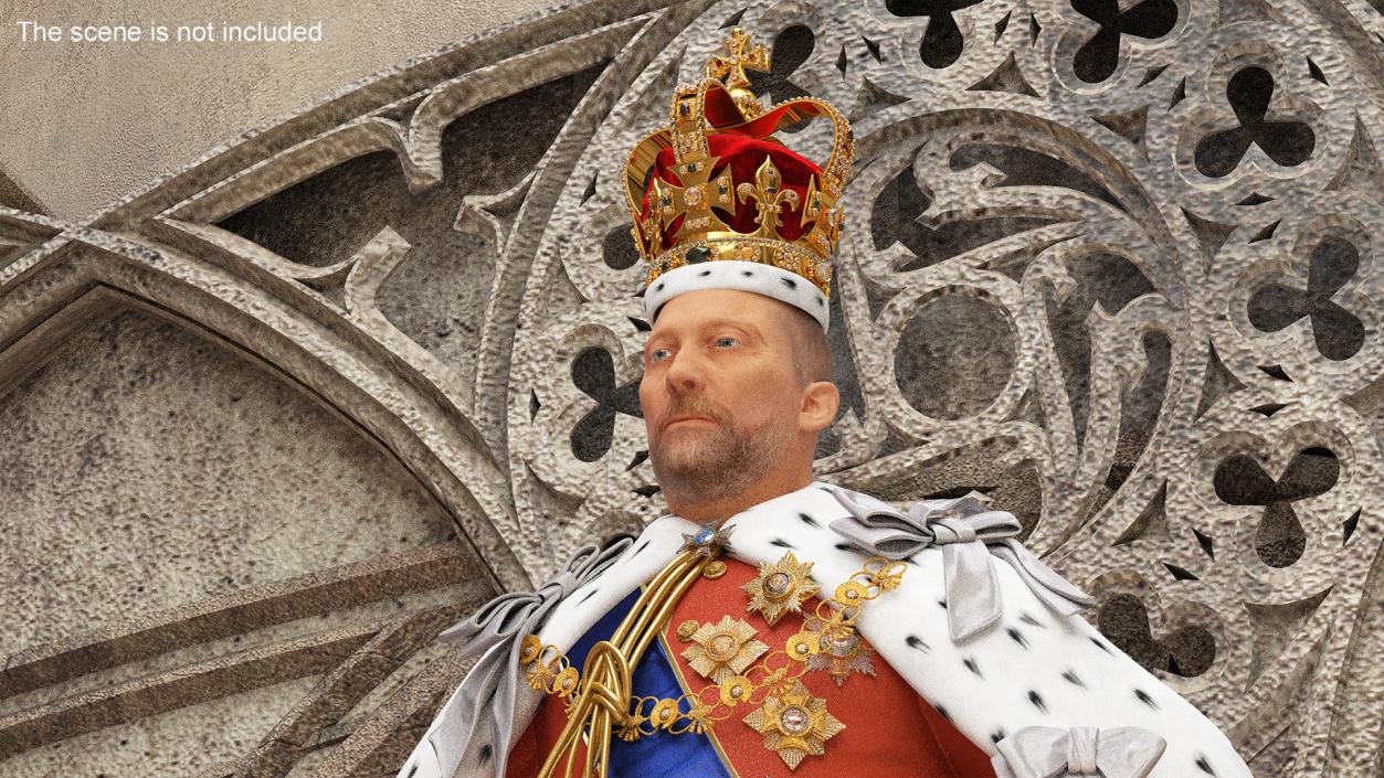 3D Old Medieval King in Crown