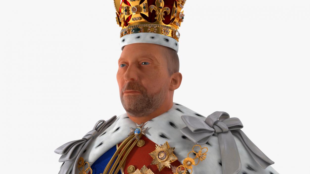 3D Old Medieval King in Crown