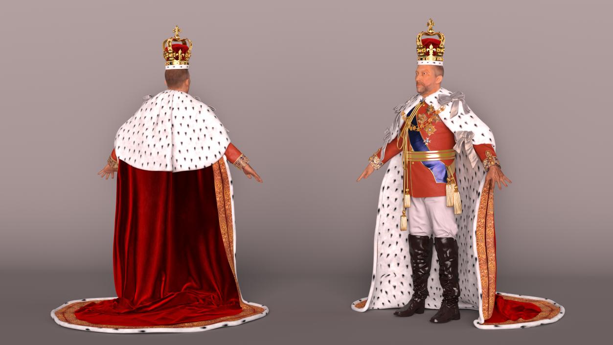 3D Old Medieval King in Crown