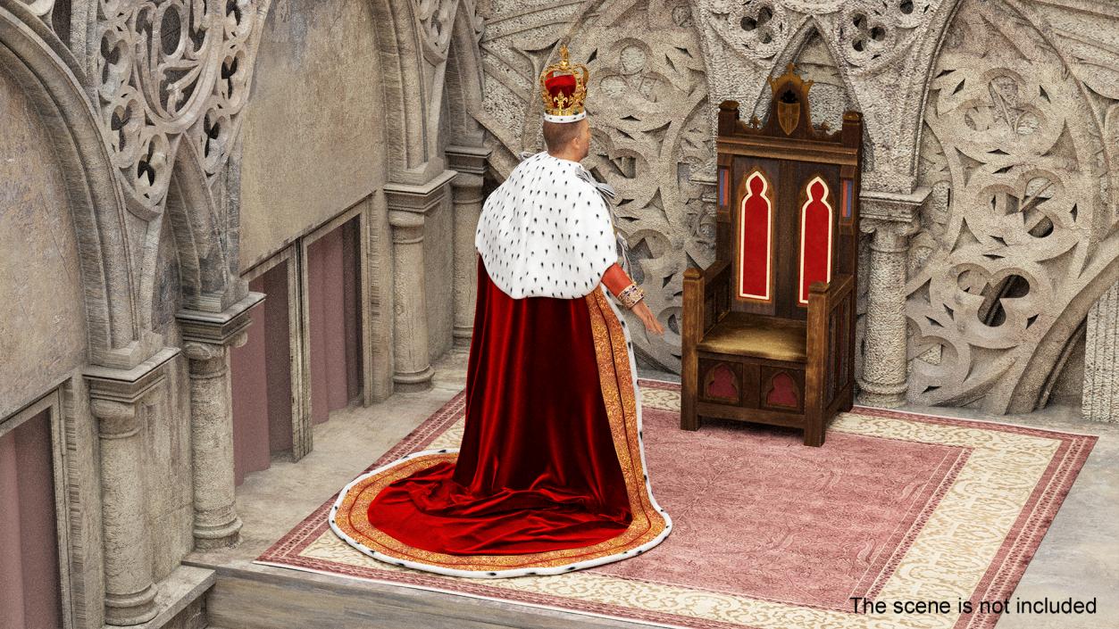 3D Old Medieval King in Crown