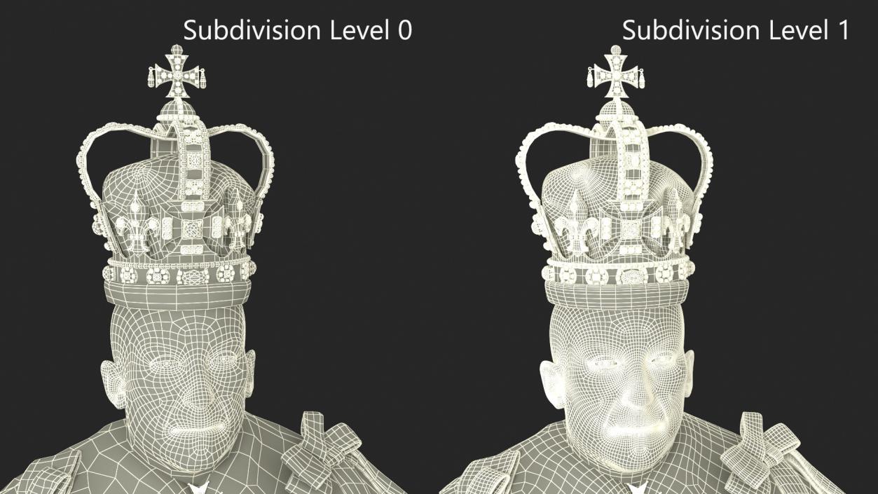 3D Old Medieval King in Crown