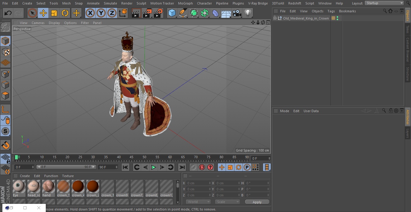 3D Old Medieval King in Crown