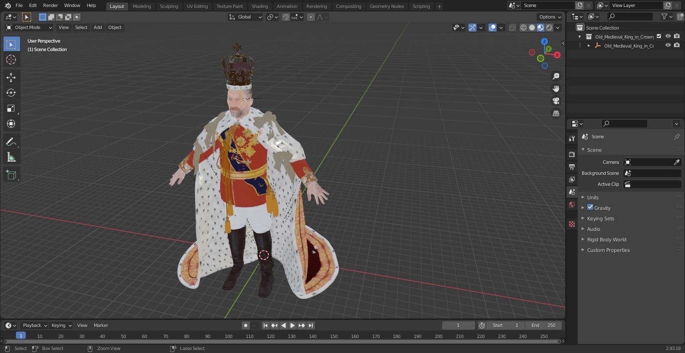 3D Old Medieval King in Crown