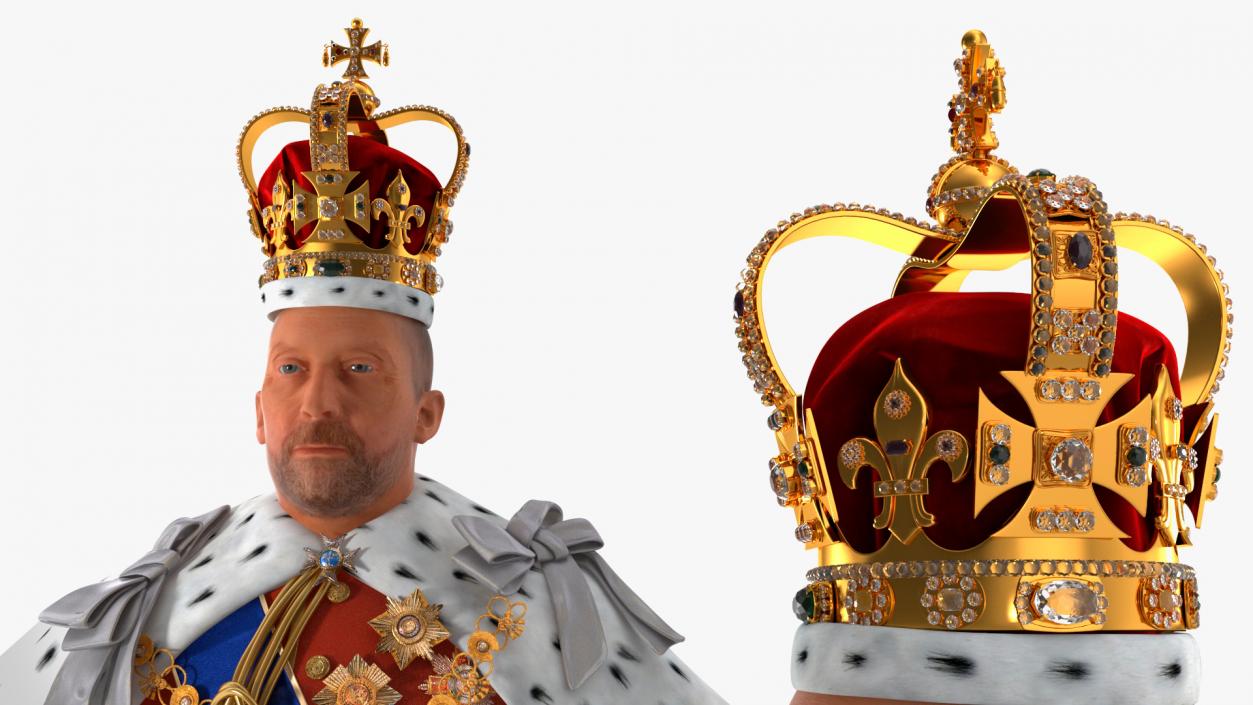 3D Old Medieval King in Crown