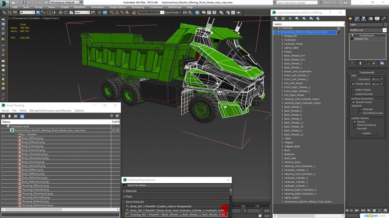 3D Autonomous Electric Mining Truck Green model