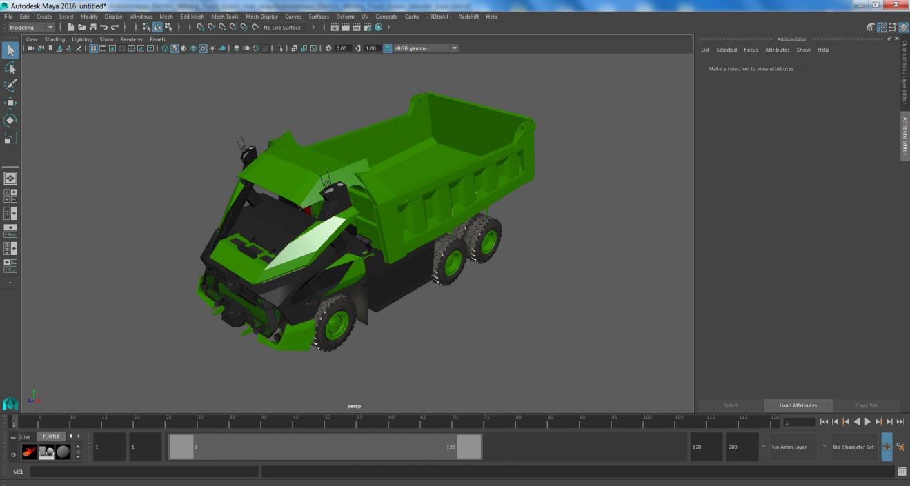 3D Autonomous Electric Mining Truck Green model