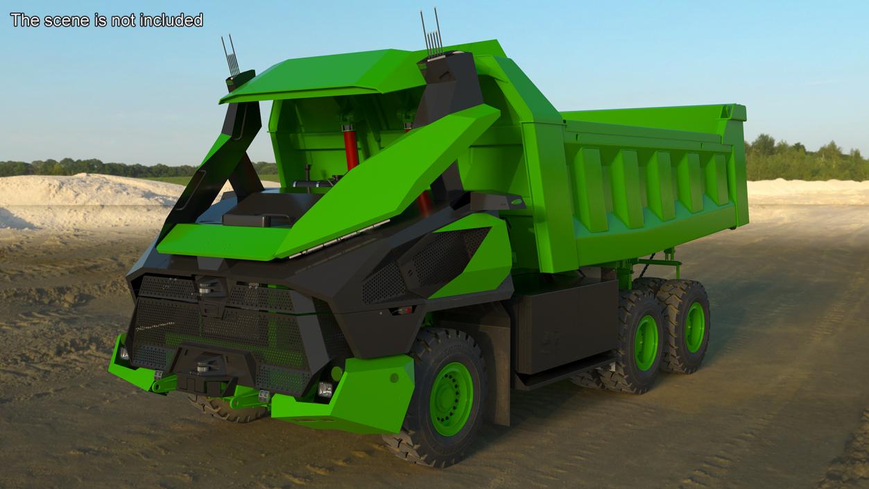 3D Autonomous Electric Mining Truck Green model