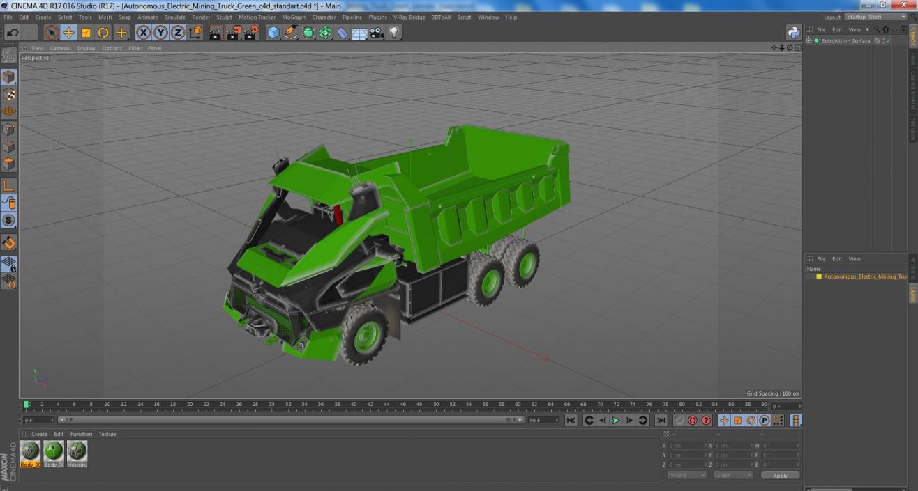 3D Autonomous Electric Mining Truck Green model