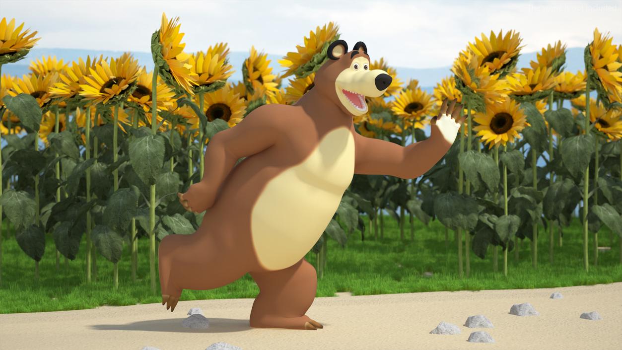 Bear Character from Children Cartoon Happy Pose 3D