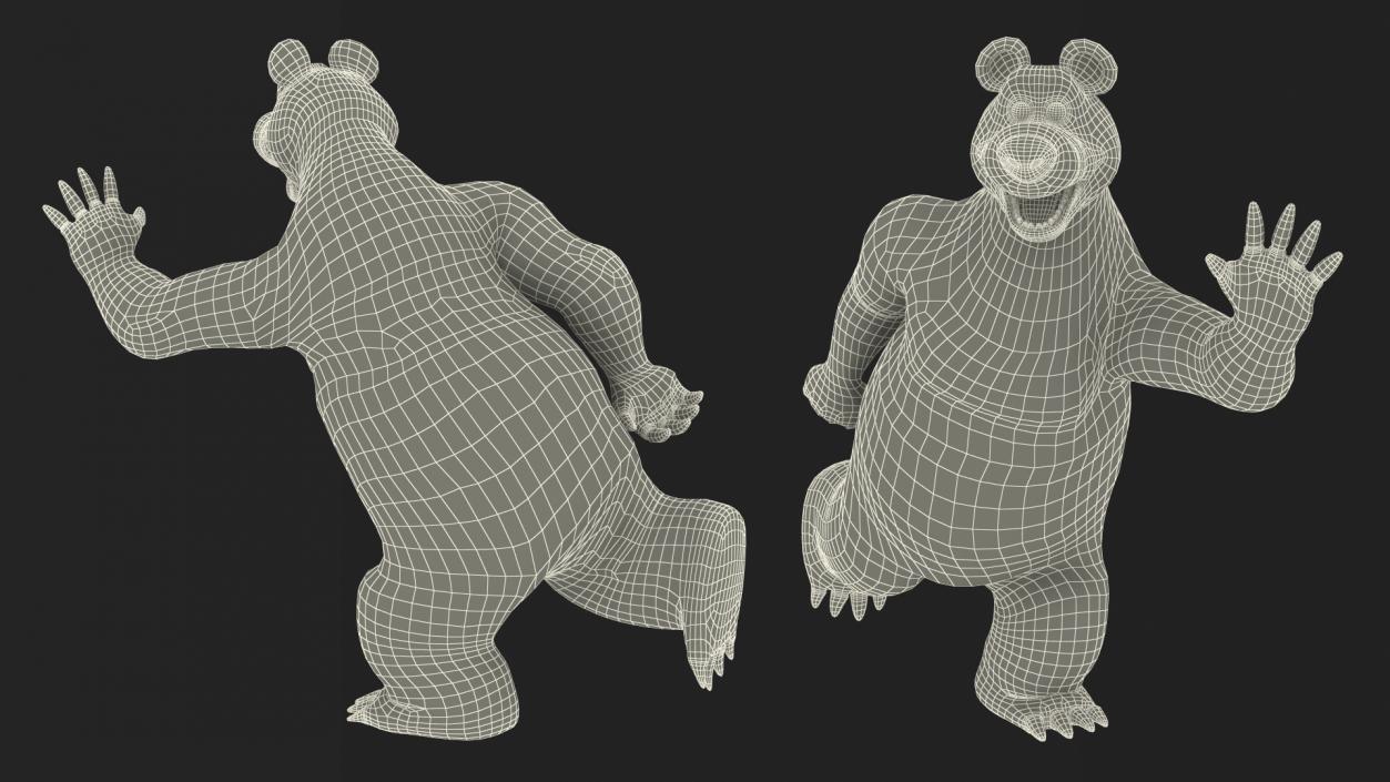 Bear Character from Children Cartoon Happy Pose 3D