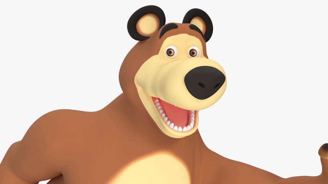 Bear Character from Children Cartoon Happy Pose 3D