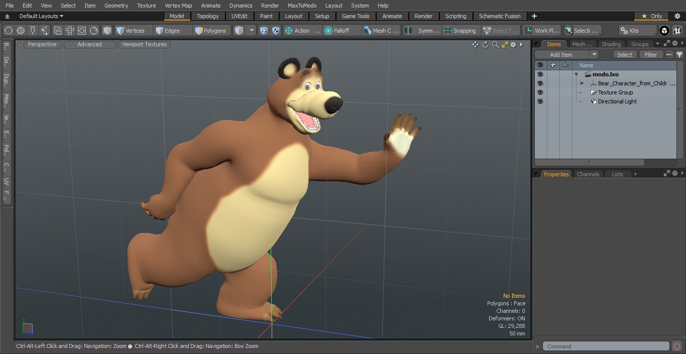 Bear Character from Children Cartoon Happy Pose 3D