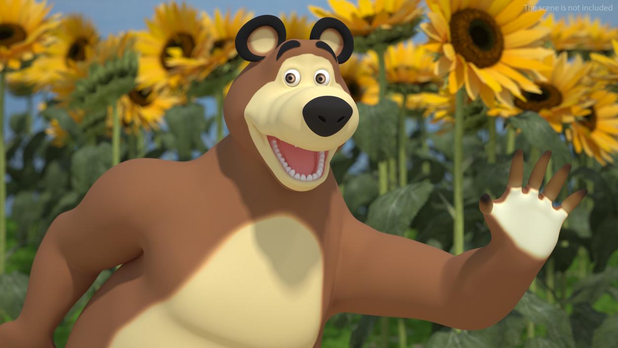 Bear Character from Children Cartoon Happy Pose 3D