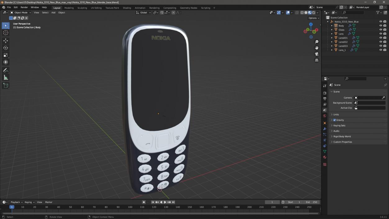 3D Nokia 3310 New Blue 2