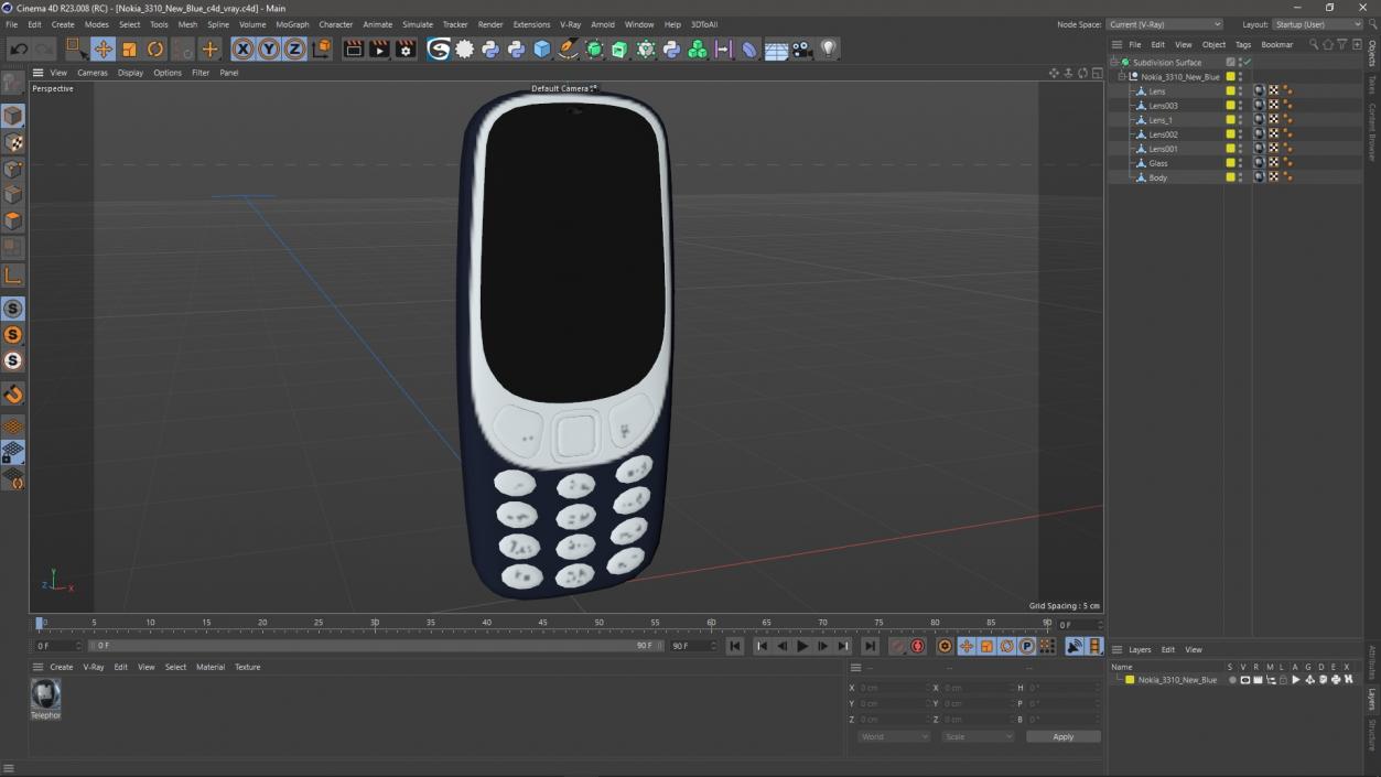 3D Nokia 3310 New Blue 2