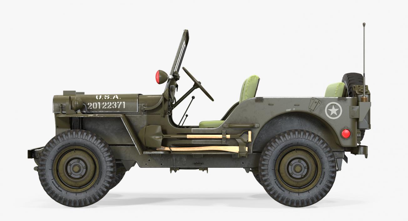 3D Jeep Willys 1944 Rigged model