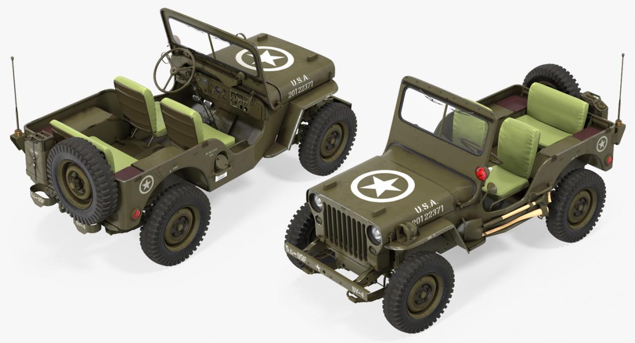 3D Jeep Willys 1944 Rigged model