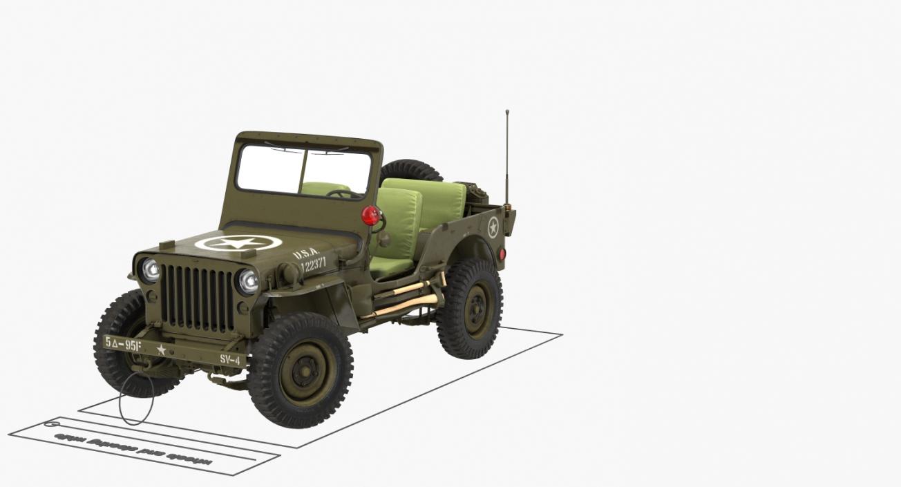 3D Jeep Willys 1944 Rigged model