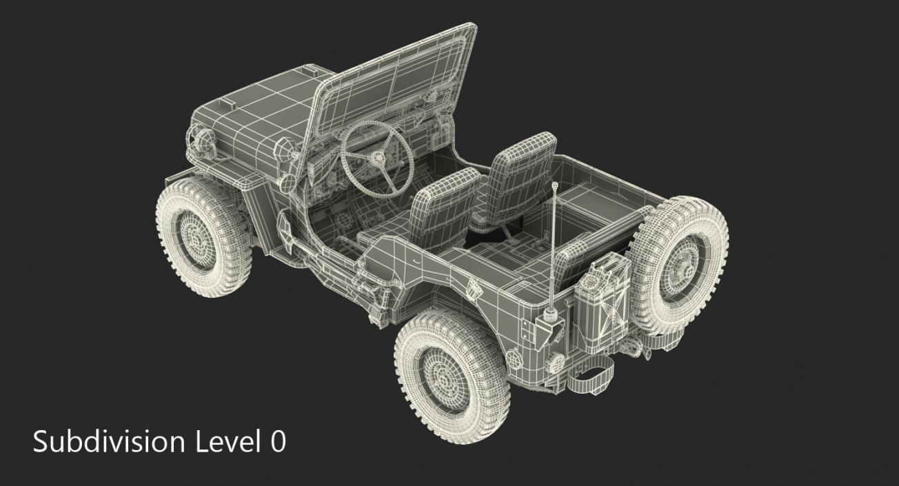 3D Jeep Willys 1944 Rigged model