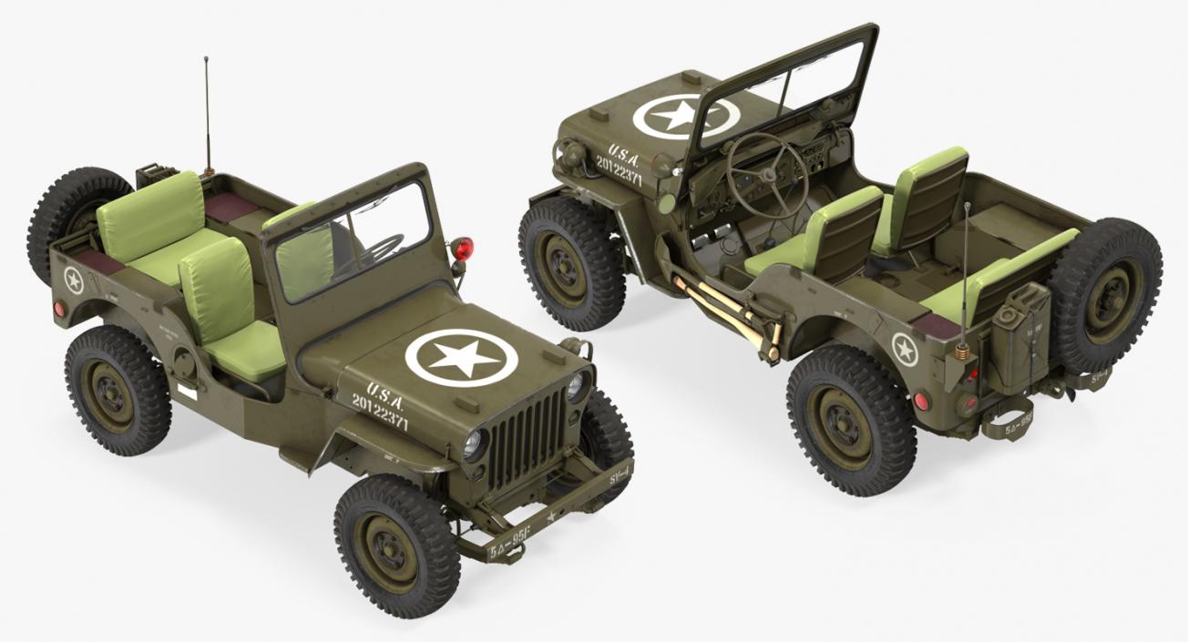 3D Jeep Willys 1944 Rigged model