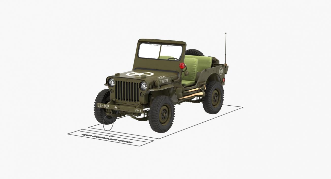 3D Jeep Willys 1944 Rigged model