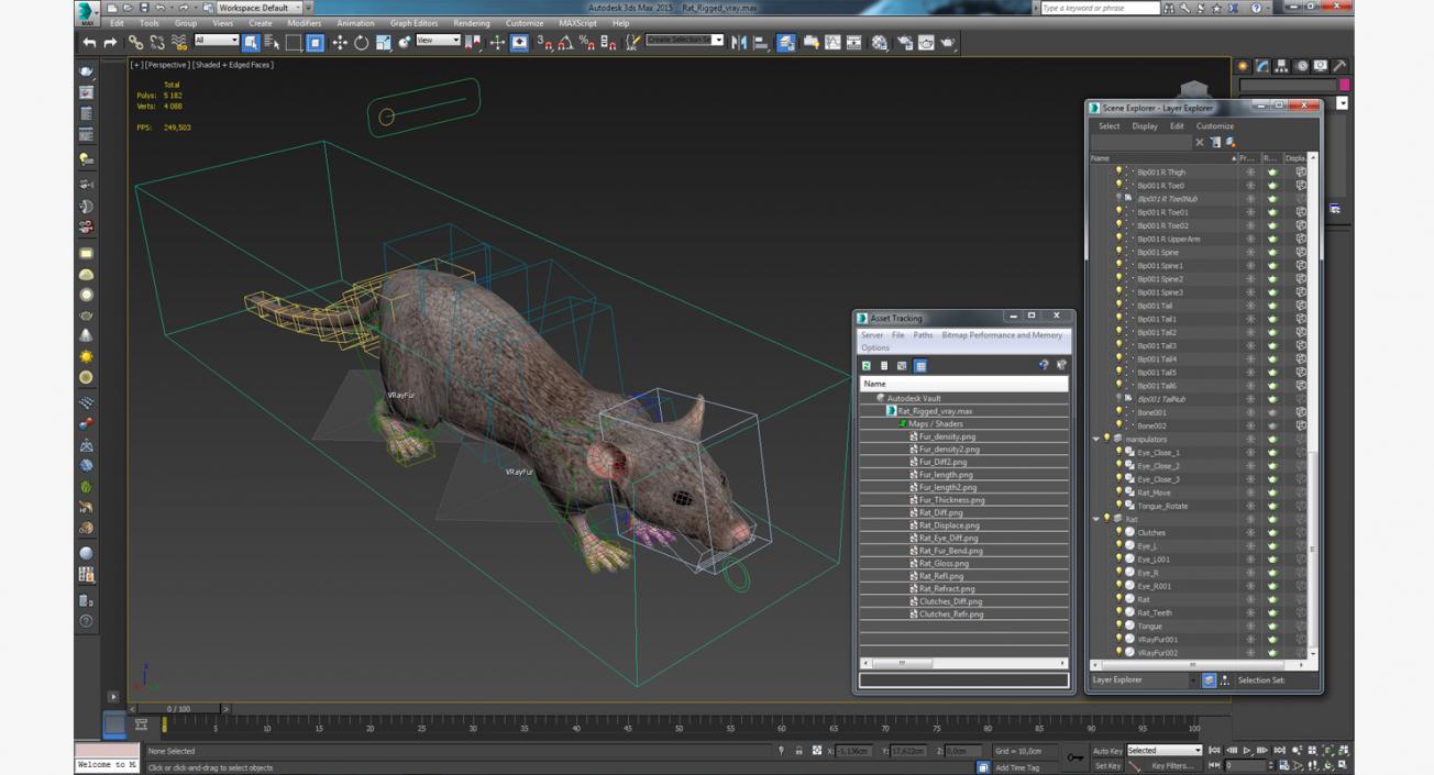 3D model Rat Rigged