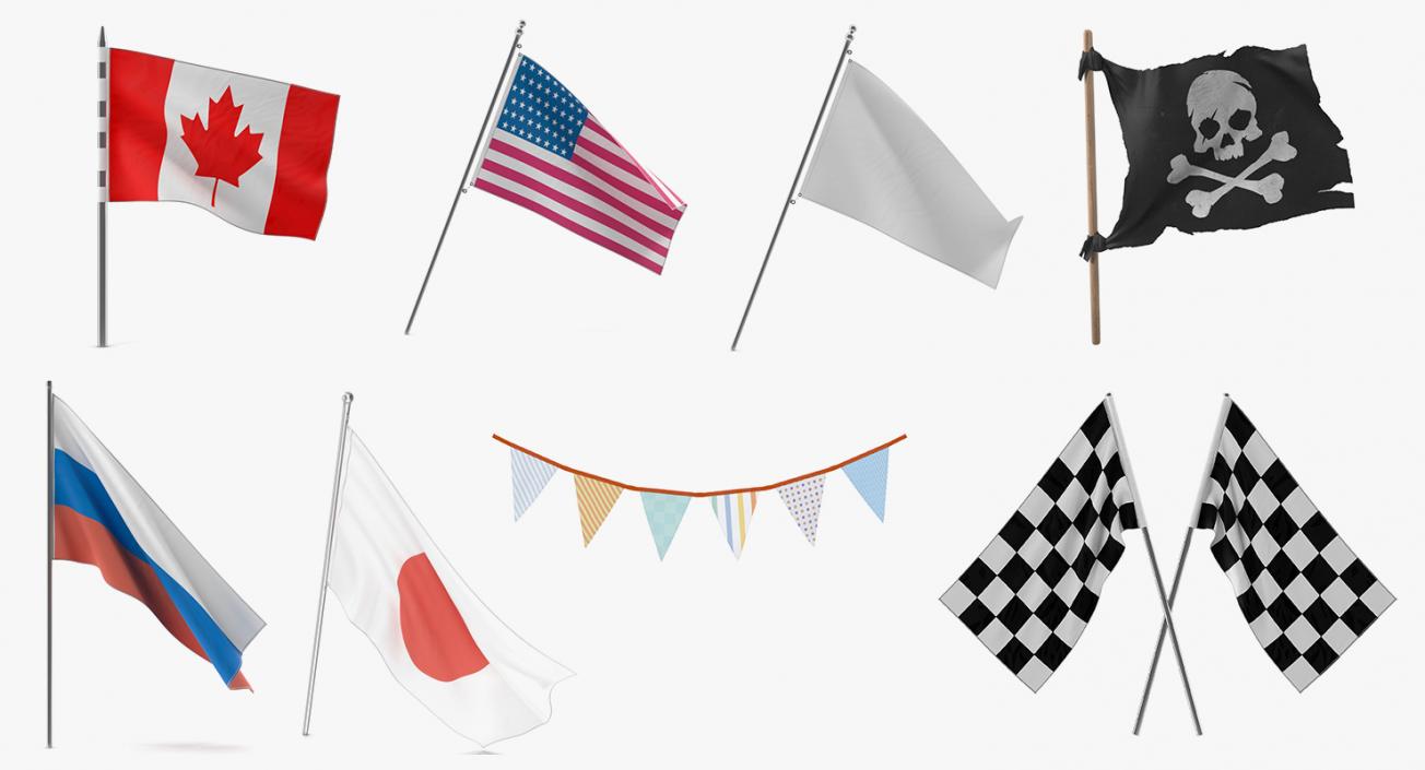 3D Flags 3D Models Collection 2 model