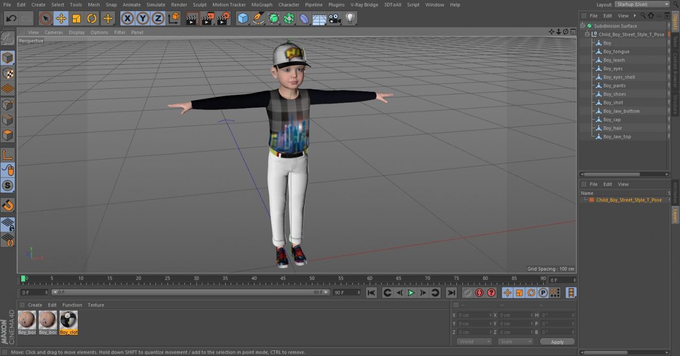 Child Boy Street Style T-Pose 3D model