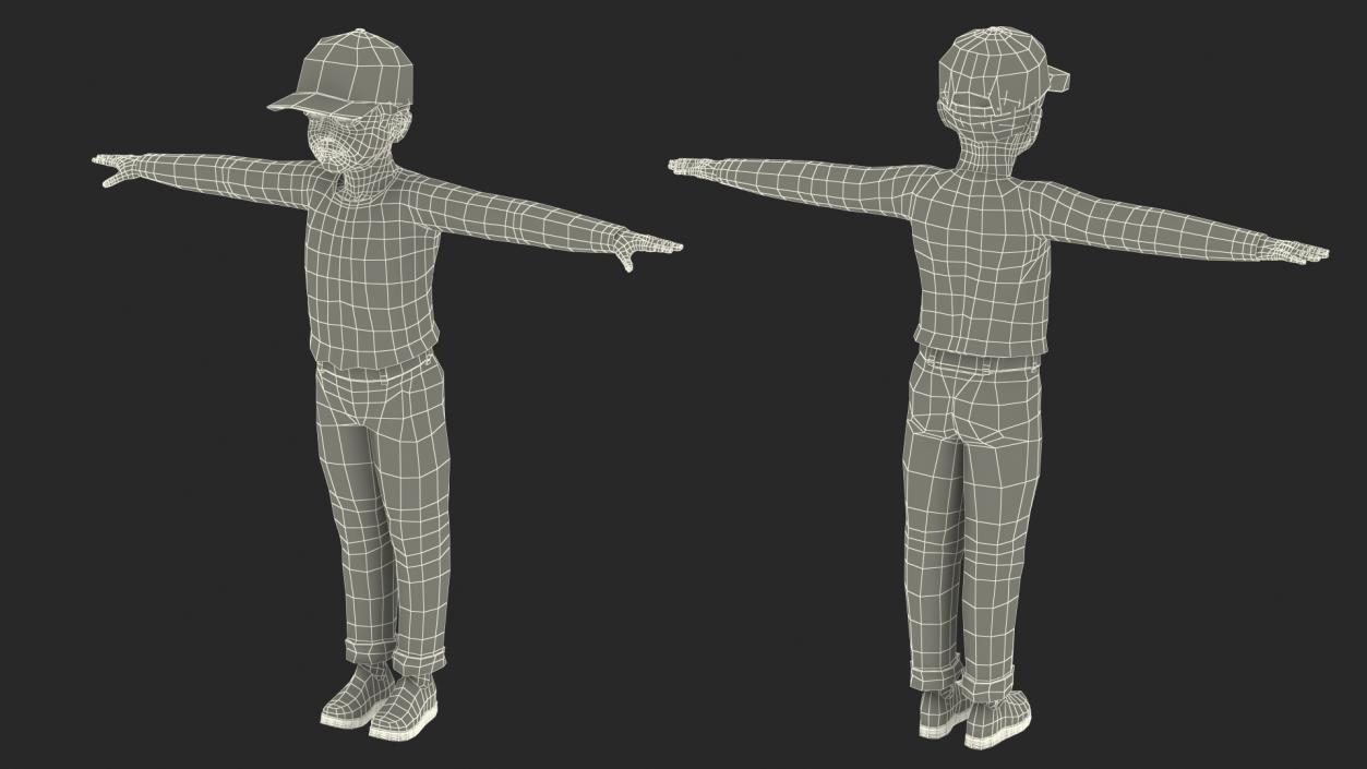 Child Boy Street Style T-Pose 3D model