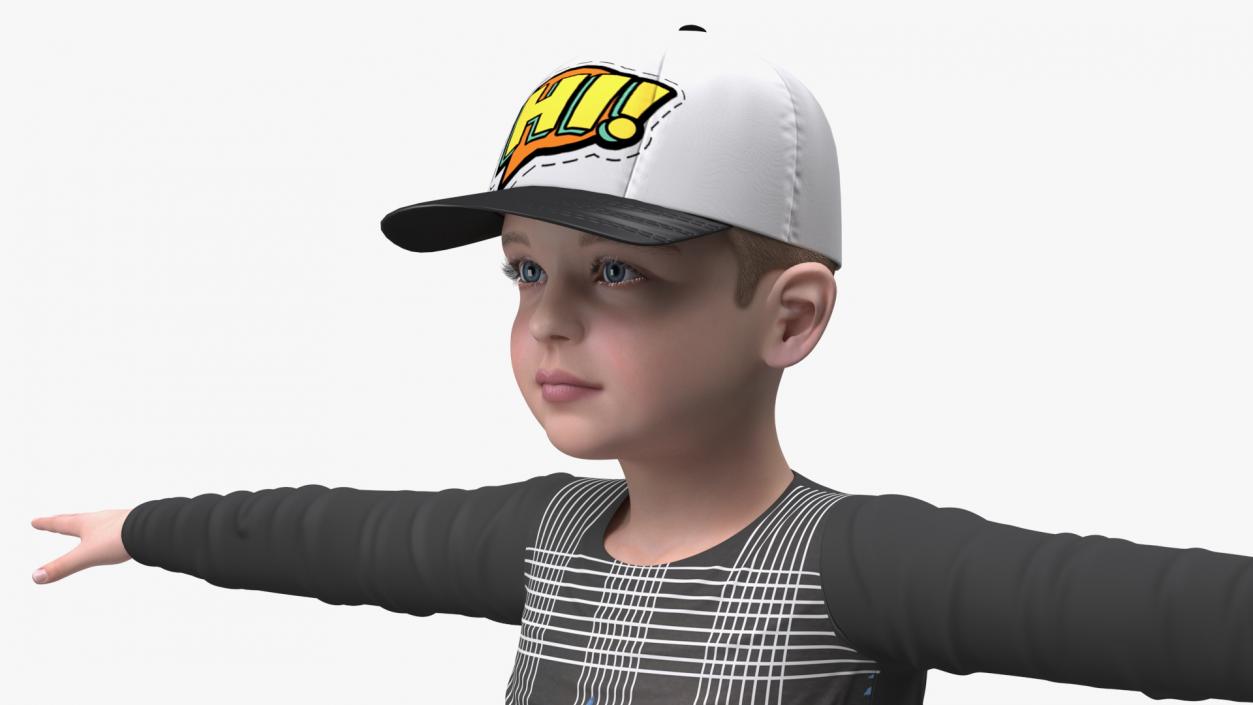 Child Boy Street Style T-Pose 3D model