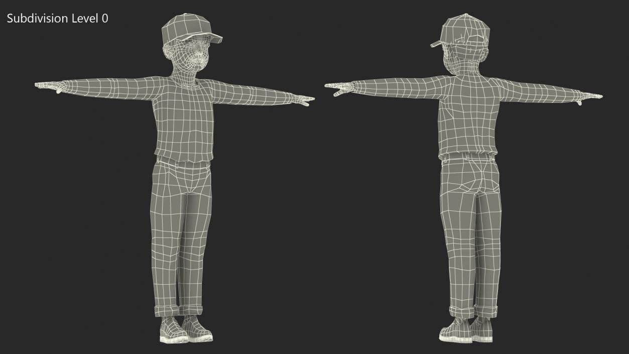 Child Boy Street Style T-Pose 3D model