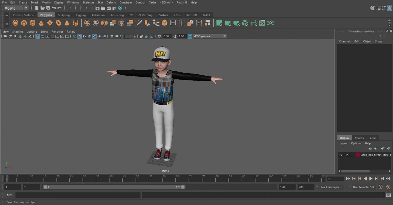 Child Boy Street Style T-Pose 3D model