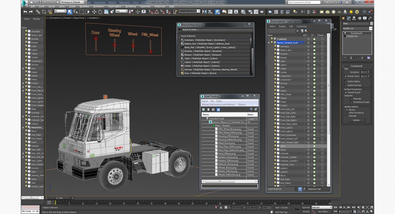 3D model Kalmar Ottawa T2 Terminal Tractor Rigged