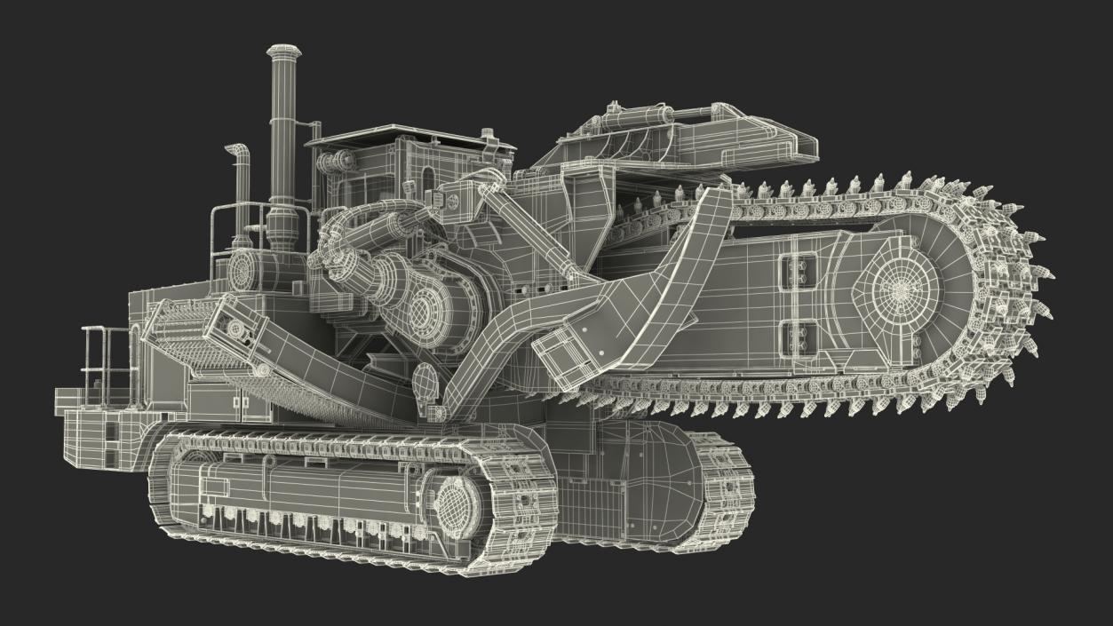 Chainsaw Trencher Tesmec 1475 XL EVO Dirty Rigged 3D model