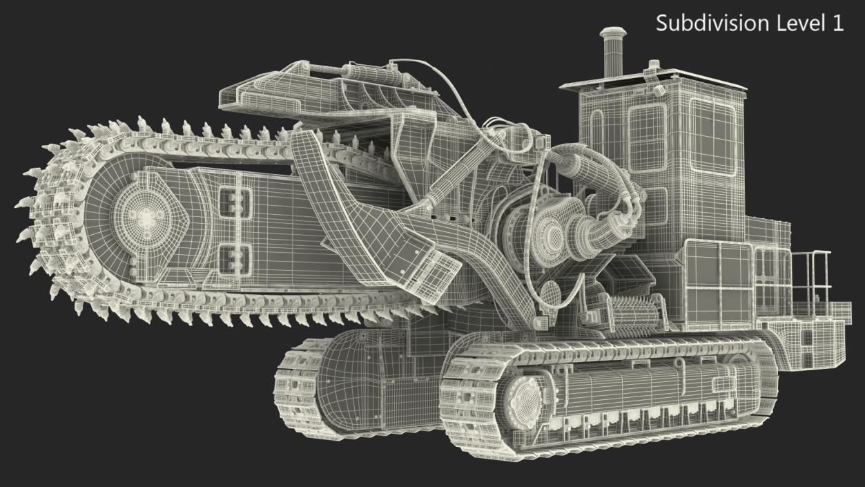 Chainsaw Trencher Tesmec 1475 XL EVO Dirty Rigged 3D model