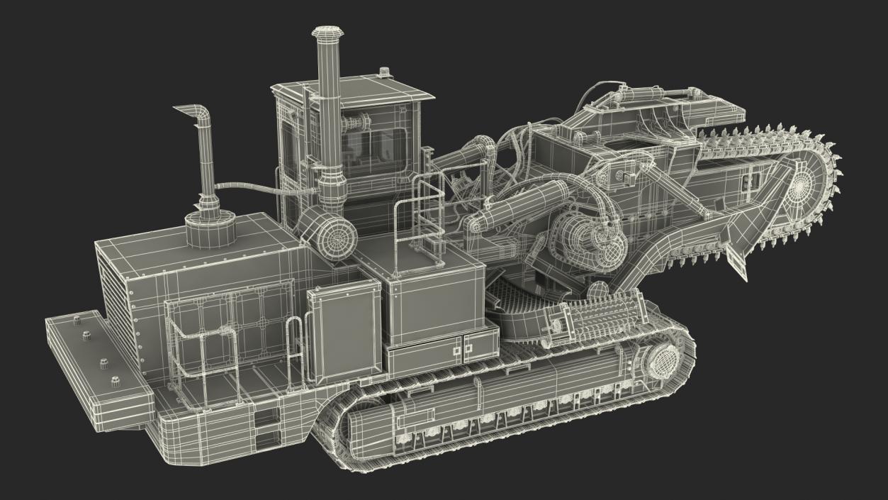 Chainsaw Trencher Tesmec 1475 XL EVO Dirty Rigged 3D model