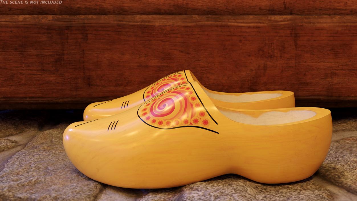 3D model Dutch Wooden Clogs Yellow