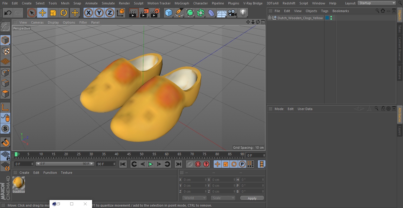 3D model Dutch Wooden Clogs Yellow